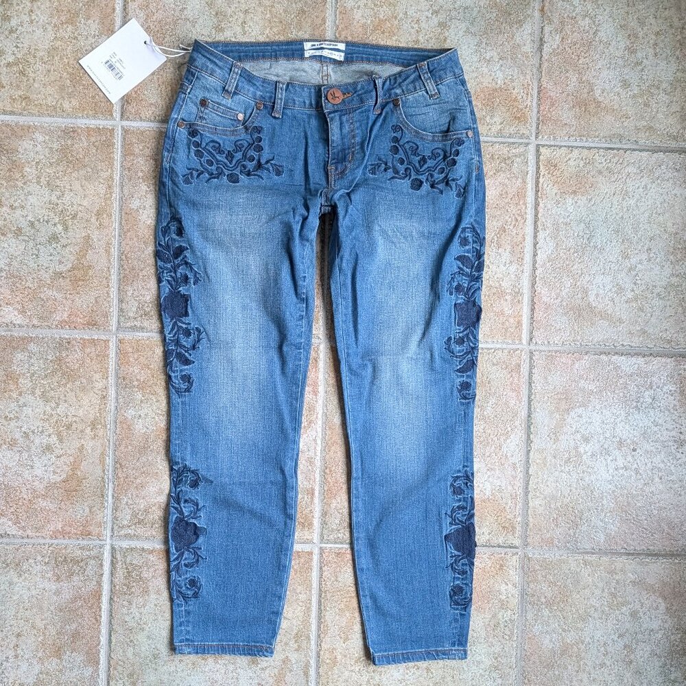 NWT One Teaspoon Freebirds II Americano Skinny Crop Floral Embroidered Jean, 29
